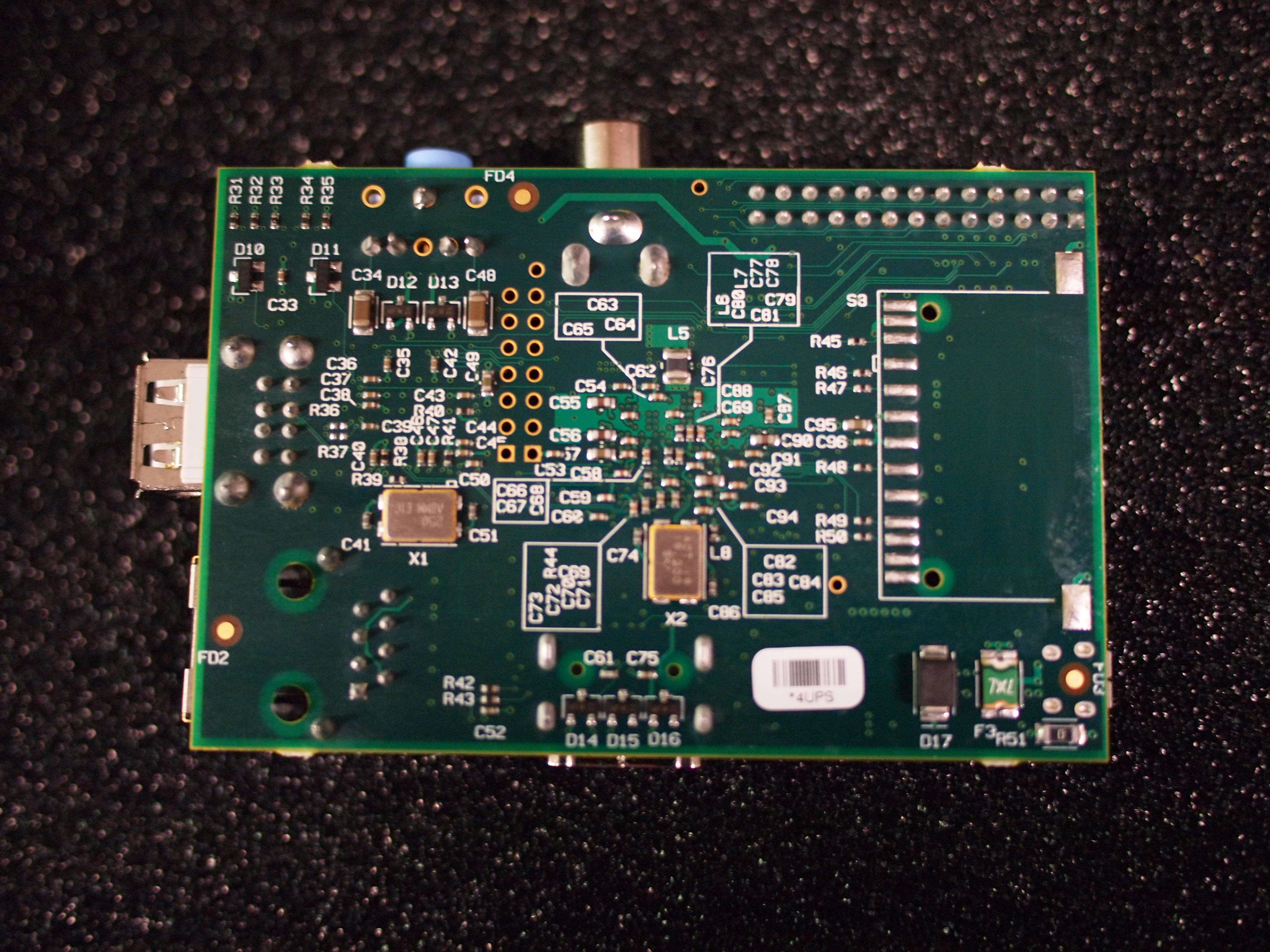 RASPBERRY PI beta board, back view. Click to enlarge. (Note that the ...
