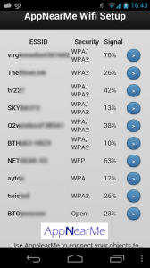 wifi networks List of WiFi networks transmitted by the Raspberry Pi to the phone