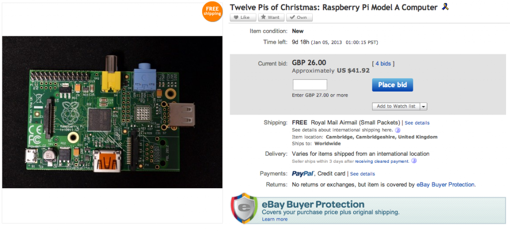 Raspberry Pi auction