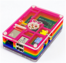 The Pibow Rainbow: Liz's Raspberry Pi case of preference.
