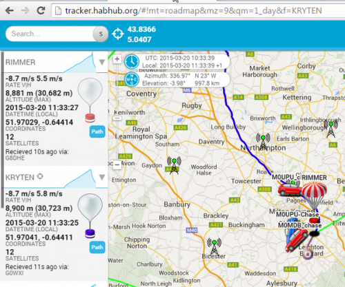 The chase vehicle tracked and recovered the payload