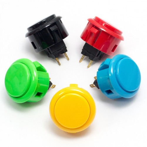 Five buttons in different colours