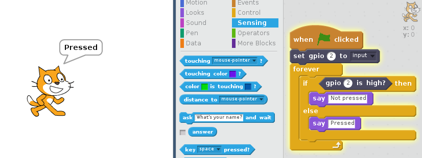 Responding to a button press on Scractch 2.0