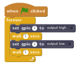 Flashing an LED with Scratch 2.0