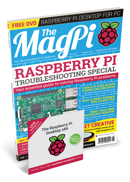 The MagPi 60 cover with DVD slip case shown