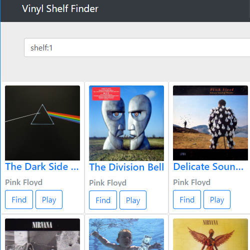 GUI of Valentin Galea's Vinyl Shelf Finder app