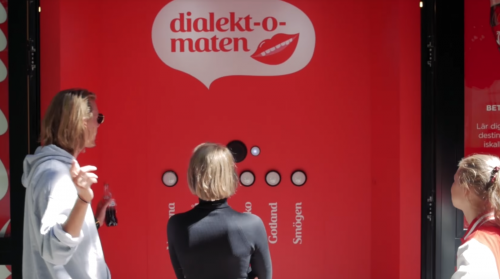 Dialekt-o-maten on the highstreet in Stockholm