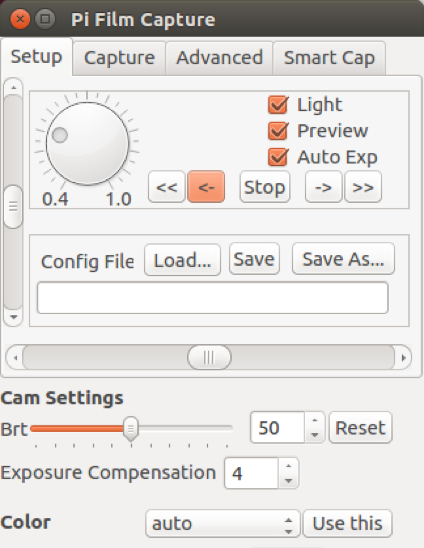 Top half of GUI for Pi Film Capture Joe Herman