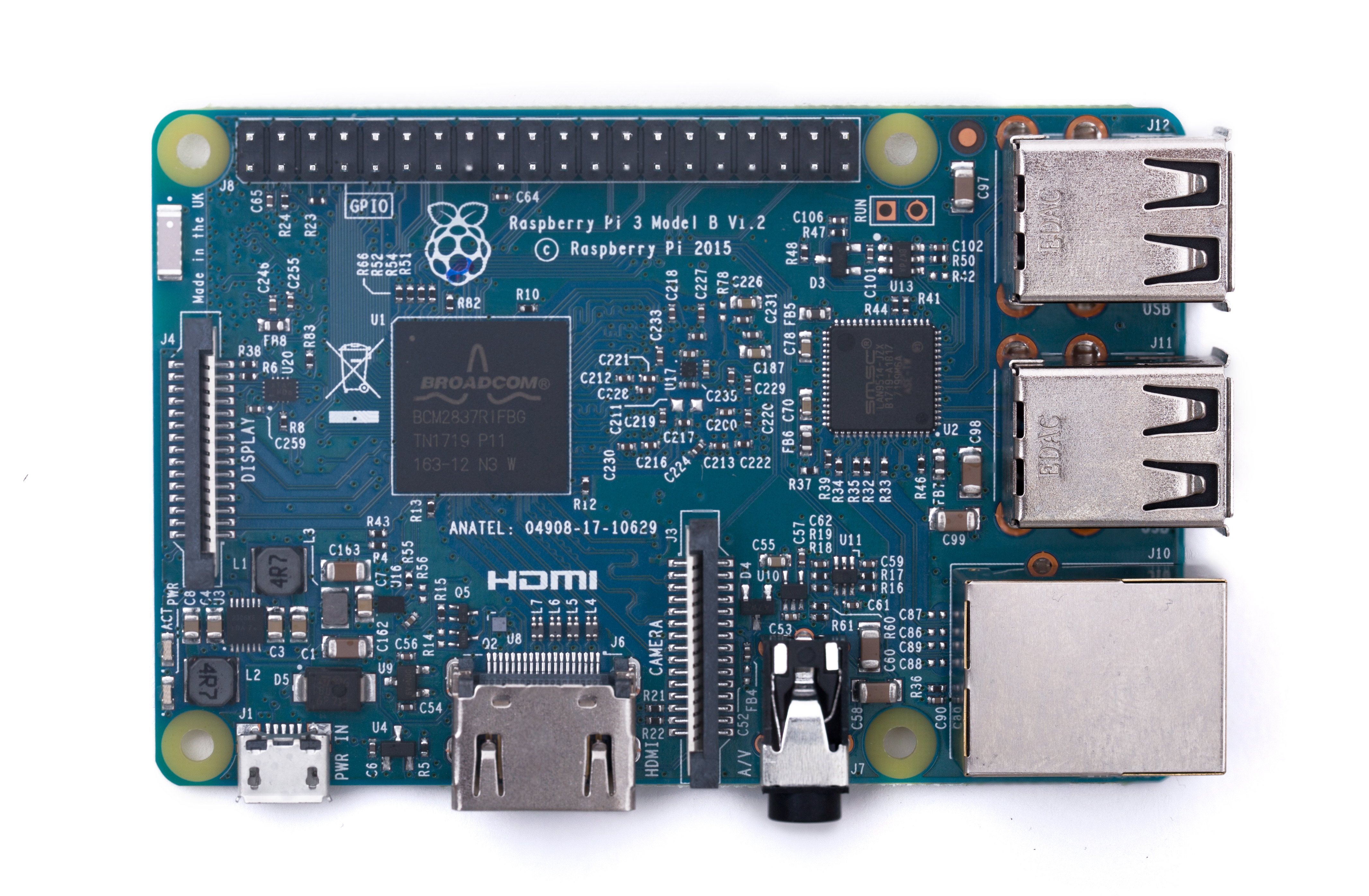 Raspberry Pi Brazil A photo of the blue-variant Raspberry Pi 3
