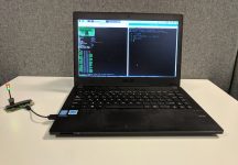A laptop with a USB-connected Pi Zero