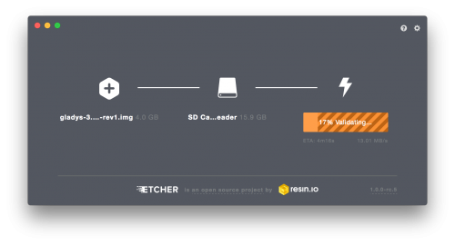 Raspberry Pi Gladys Project Home Assistant A screenshot of Etcher showing the install process of the Gladys image - Gladys Project home assistant