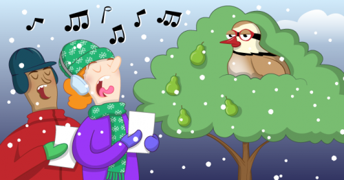 A cartoon of people singing Christmas carols - Raspberry Pi Christmas Resources