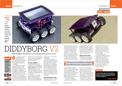 Diddyborg V2 review in The MagPi 70 — Raspberry Pi home automation and tech upcycling