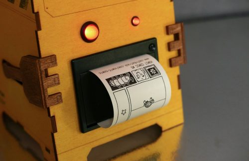 Comic Vomit Robot Cadin Batrack's Raspberry Pi comic-generating thermal printer machine