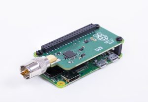 A photograph of a Raspberry Pi Zero W with TV HAT connected Oct 2018
