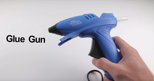A screenshot from the three-factor authentication video of a glue gun