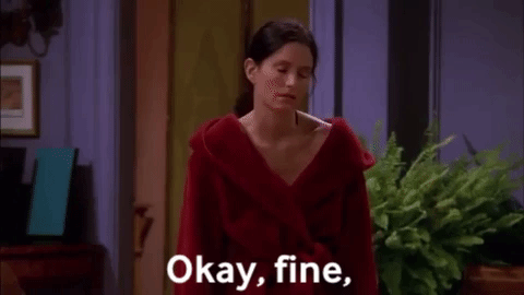 gif of monica from friends feeling ill