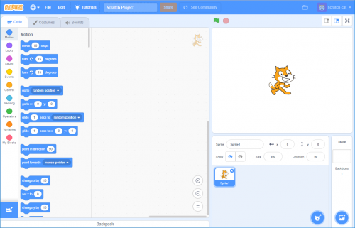 Screenshot of Scratch 3 interface