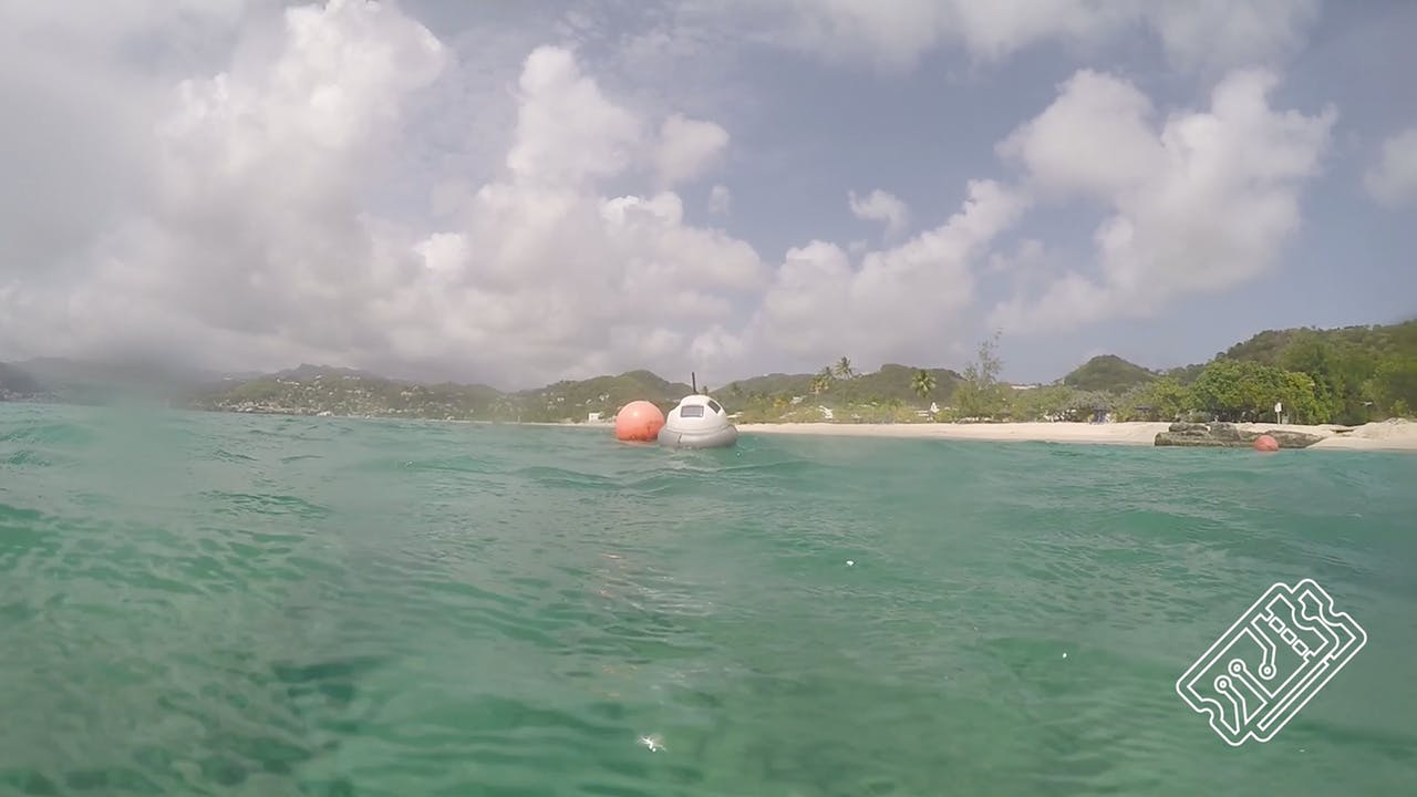 The smart buoy out at sea along the Grenada coast