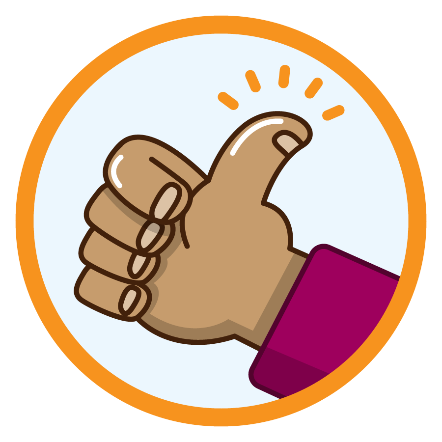 An icon showing a hand making a thumbs-up gesture