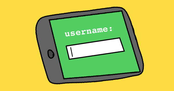 Illustration of a mobile device asking the user to enter their username