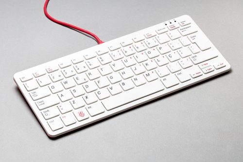 Photo: Raspberry Pi Portugal keyboard in red and white