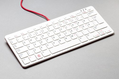 Photo: Raspberry Pi Sweden keyboard in red and white