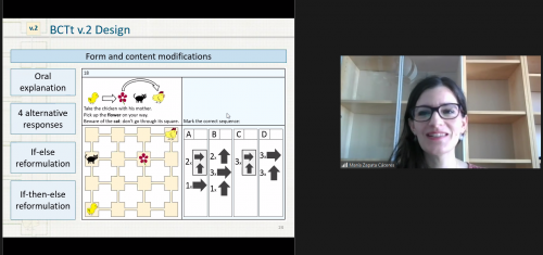 Screenshot from an online research seminar about computational thinking with María Zapata Cáceres