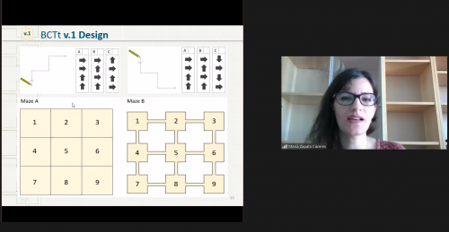Screenshot from an online research seminar about computational thinking with María Zapata Cáceres