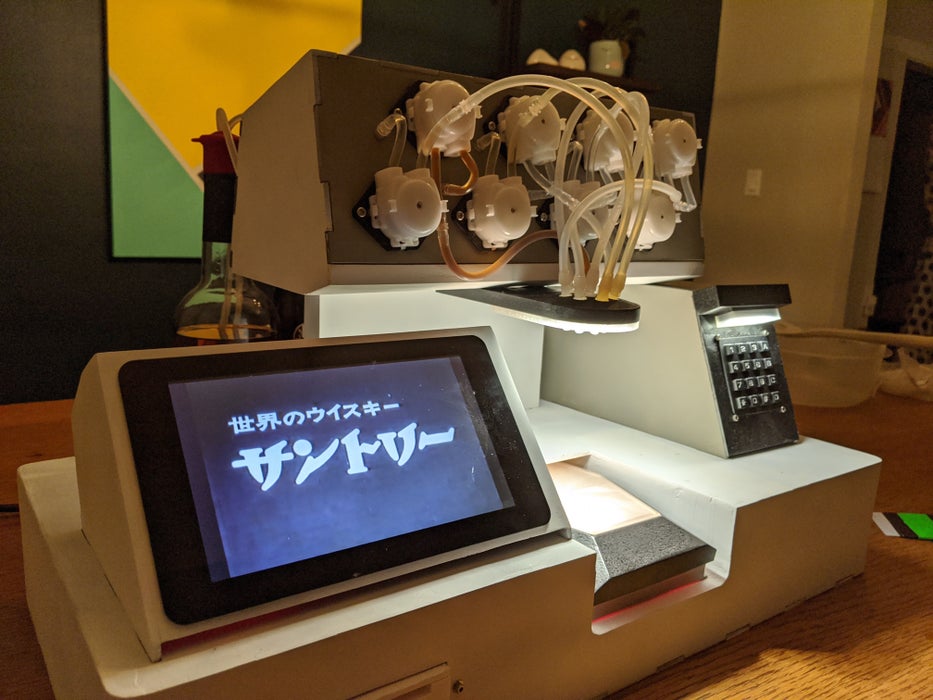close up of the interactive screen on the machine showing Japanese style script