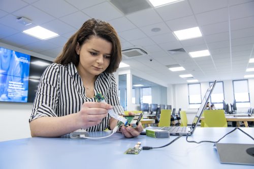 Female engineer with Raspberry Pi device. Copyright © University of Southampton