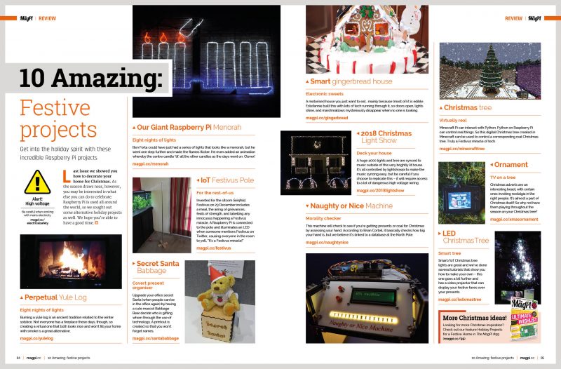 Photos of ten Christmas themed projects and short blurbs linking to longer articles about them