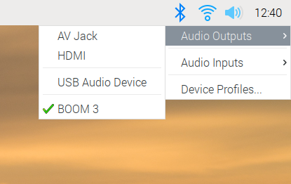 menu audio Raspberry