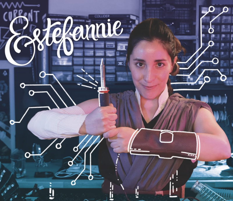 Estefannie dressed up as Rey from Star Wars for the 2021 princesses with powertools calendar