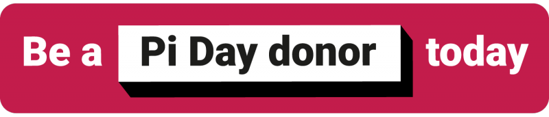 A banner with the words "Be a Pi Day donor today"