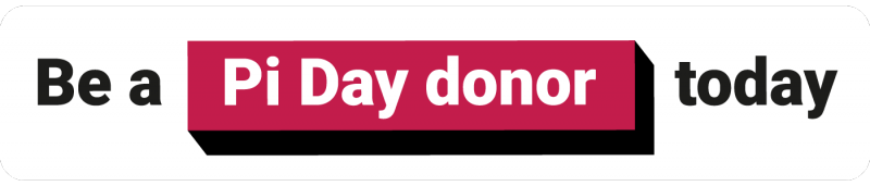 A banner with the words "Be a Pi Day donor today"