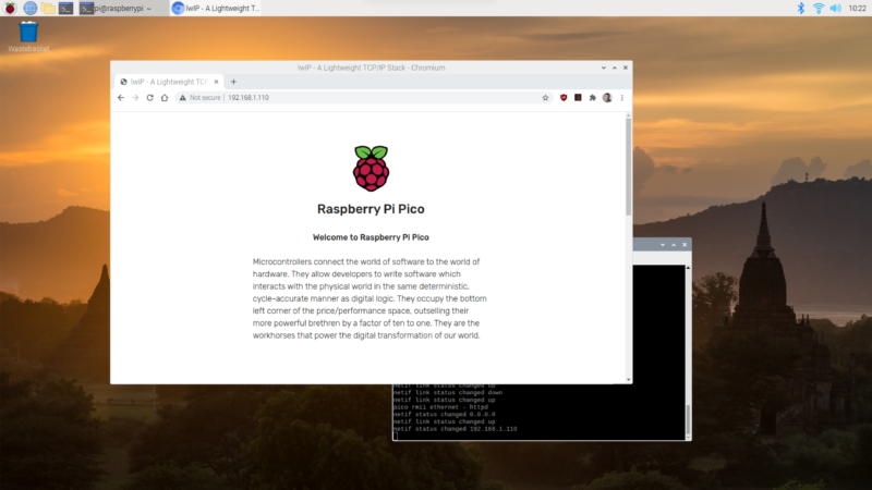 The updated web page served from our Raspberry Pi Pico.