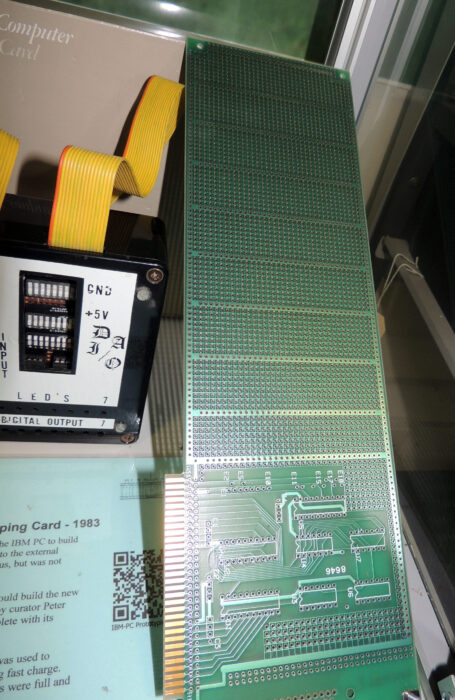 A raw ISA card at the Hursley museum, designed for hobbyists to make their own expansion cards