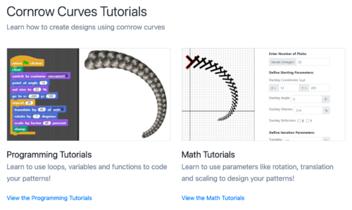 Screenshot from the Culturally Situated Design Tools website showing Cornrow Curves Tutorials.