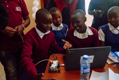 Learners in a computing classroom.