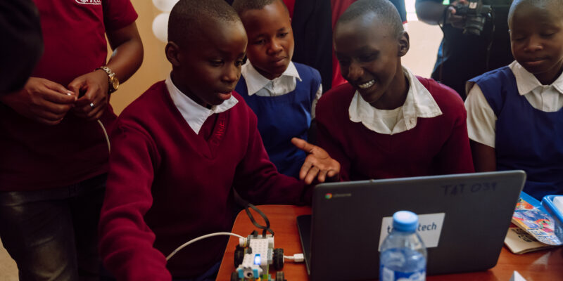 Learners in a computing classroom.