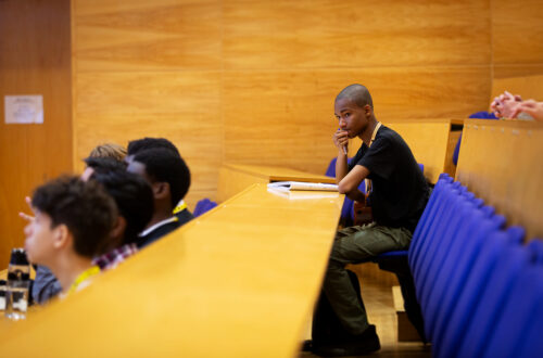 A students in a computer science lecture.