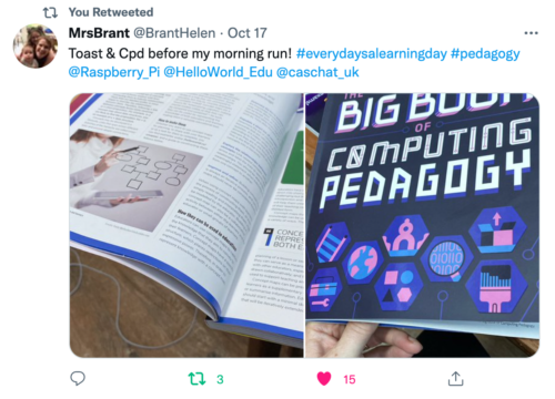 A tweet praising The Big Book of Computing Pedagogy.