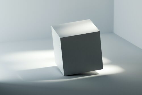 a 3D-rendered grey box.
