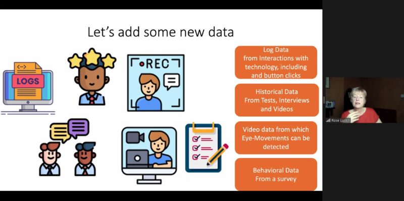 Examples of data to be fed into an AI system for education, see text.