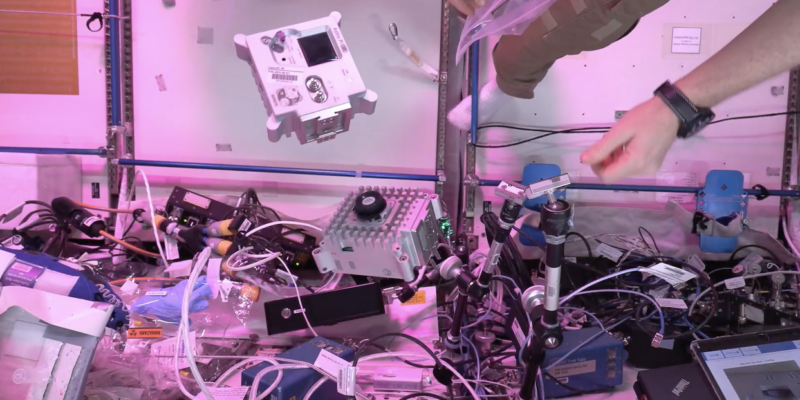 The mark 2 Astro Pi units spin in microgravity on the International Space Station.