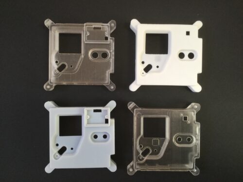 Four 3D-printed Astro Pi case fronts.