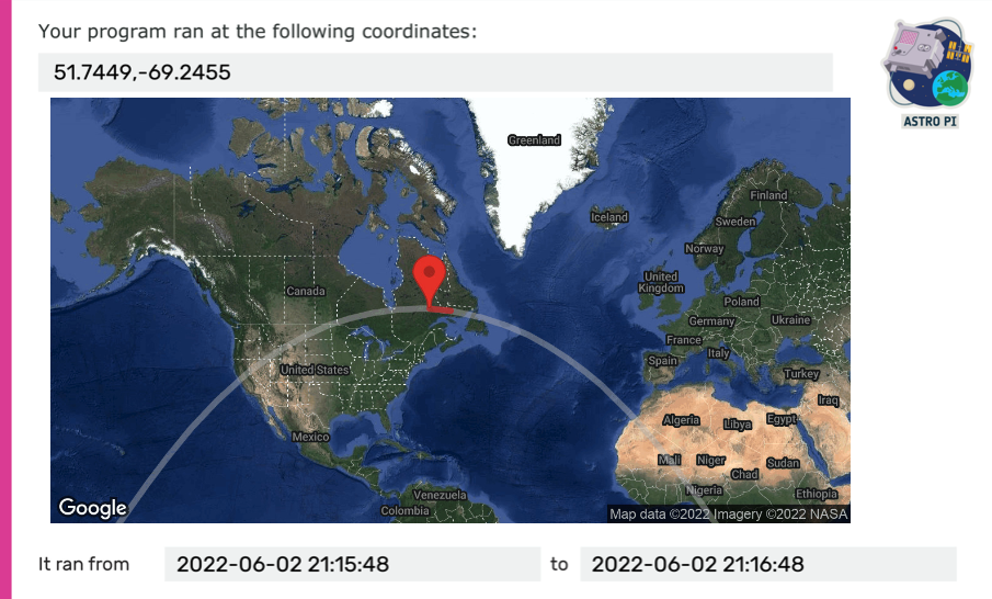 The orbital path of the ISS above a map of Earth.