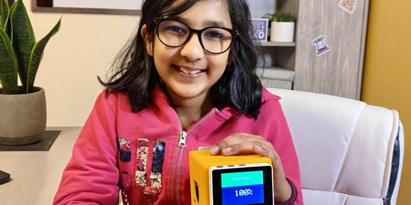 A young person and their home-made gas leak detector.