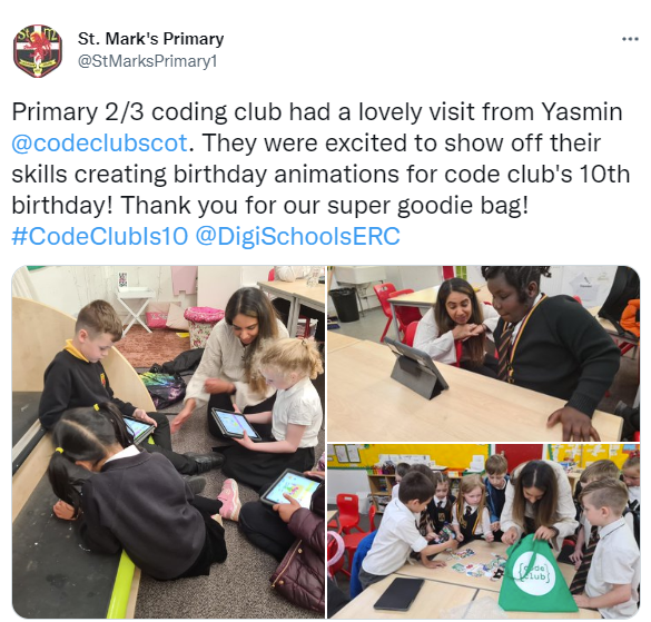 St Mark's Primary celebrate Code Club's tenth birthday.